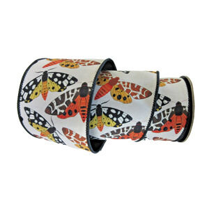 Fall Autumn Theme Orange Yellow Butterfly d.stevens 4" x 10 yds Wire Edge Ribbon